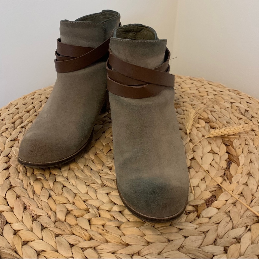 Dolce Vita suede booties with faux leather wrap